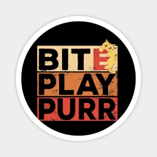 Bite, Play, Purr biting Kitty Design Magnet